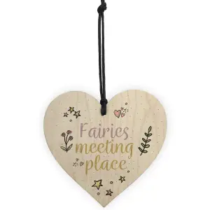 Red Ocean Garden Sign Fairies Meeting Place Wooden Hanging Heart Shed SummerHouse Plaque