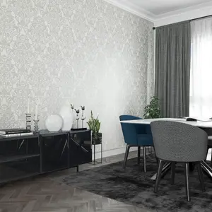 Galerie City Glam Light Grey Damask Embossed Wallpaper