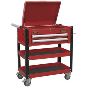 Premium Heavy Duty Tool and Parts Trolley - Lockable Red Storage Solution