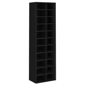 Berkfield Shoe Cabinet Black 54x34x183 cm Engineered Wood