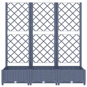 Berkfield Garden Planter with Trellis Dark Grey 120x40x121.5 cm PP