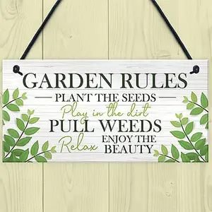 Garden Plaque Gift Summerhouse Decking Shed Sign Home Decor Rules Sign Gift