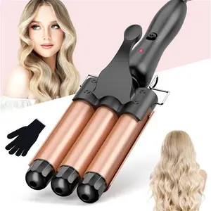 BESTOPE RAY Hair Curler 25Mm, 3 Barrel Hair Waver With 30S Quick Heating, Curling Iron With 2 Temperature Control, Heat-Resistant Glove For Long