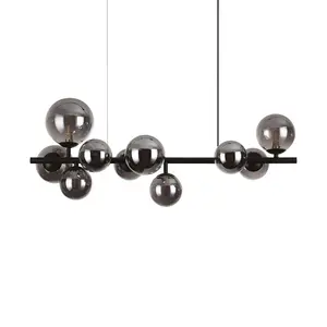 Luminosa Perlage 10 Light Linear Globe Pendant Ceiling Light Black