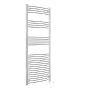 Right Radiators Electric Heated Towel Rail Radiator Curved Pre-filled Thermostatic Ladder Warmer Chrome 1800x500 mm