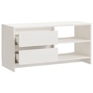 Berkfield TV Cabinet White 80x31x39 cm Solid Pinewood