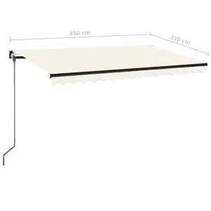 Berkfield Manual Retractable Awning with LED 450x350 cm Cream