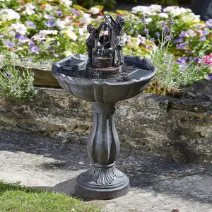 Tipping Pails Solar Powered Water Fountain - Bronze Effect Outdoor Garden Cascading Water Feature - Measures H84 x 47cm Diameter