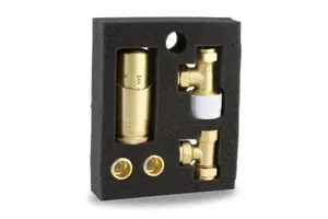 Designer Brushed Brass Thermostatic Radiator Valve Twin Pack TRV Angled