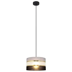 Luminosa Helen Cylindrical Pendant Ceiling Light Black, Gold, Grey 25cm