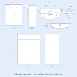 Nes Home Freestanding White Vanity Unit With Basin, WC Unit & BTW & 1700mm Bath