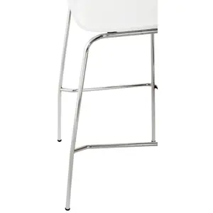 Macedo Counter Stool with Metal Frame Chrome/White