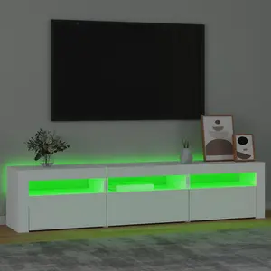 Berkfield TV Cabinet with LED Lights White 180x35x40 cm