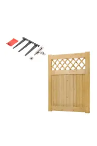 Rhombus Garden Wood Fence Gate with Door Latch 90cm W x 120cm H