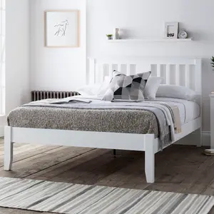 Malmo White Wooden Bed Frame - Double 4ft6 Bed Frame Only