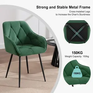 Bharmal Velvet Armchair (Set of 2) Dark Green