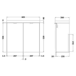 Fusion 600mm Wall Mount Vanity Unit Natural Oak