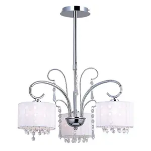 Luminosa Hanging Pendant Fixed Chrome 3 Light  with Crystal Shade, E14