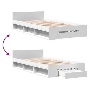 Berkfield Bed Frame with Drawer without Mattress White 100x200 cm