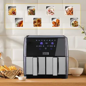 Double Basket Dual Large 8L 1700W Touch Screen Air Fryer with Timer,Non-Stick Removable Basket