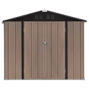 8 x 6 ft Apex Metal Garden Shed Garden Storage Shed with Lockable Door and Base Frame