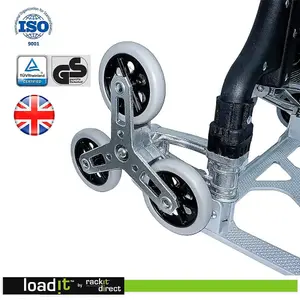 LoadIt 70KG Stair Climber Folding Trolley Sack Truck Barrow, Hand Truck, Bungee Cord, 6 Rubber Wheels ISO & TUV GS Certified.