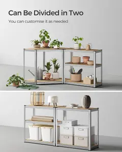 SONGMICS 5-Tier Corner Shelf, Industrial Garage Storage Rack, Metal Shelving Units for Warehouse, Silver and Natural Beige