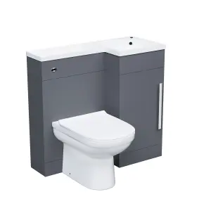 Nes Home 900mm Right Hand Matt Grey Basin Vanity, WC Unit & Back To Wall Toilet