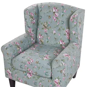 Wingback Chair HAMAR with Footstool Fabric Green