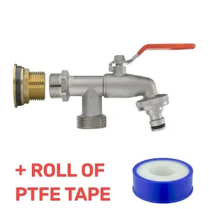 Water Butt Replacement Tap BRASS Metal Lever UK Bib Outlet Barb Quick Hosepipes Double lever tap (Quick connector) 3/4"