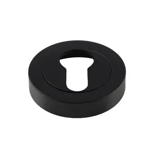 50mm Euro Profile Round Escutcheon Concealed Fix Matt Black Keyhole Cover