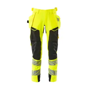 Mascot Accelerate Safe Trousers with Holster Pockets - Hi-Vis Yellow/Black   (36.5) (Leg Length - Long)