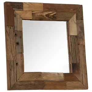 Berkfield Mirror Solid Reclaimed Wood 50x50 cm