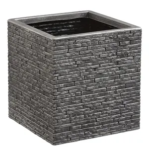 2x Large Square Slate Effect Planters For Garden Indoor & Outdoor Patio Planters Pots