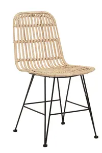 Stylish Natural Rattan Dining Chair, Comfortable Sturdy Modern Dining Chair, Versatile Small Modern Chair