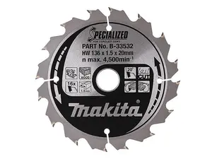 Makita B-33532 Cordless Saw Blade 136mm x 20mm - Precision Cutting Tool