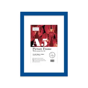 A5 Blue Picture Frame With Mount for A6 (10.5 x 14.8cm - 4.1 x 5.8in) Poster, Photo, Artwork, or Print.