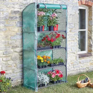 Gro-Zone Mini Greenhouse with 4 Shelves - Germinate Seeds, Propagate Plants & Grow Exotic Fruit & Veg - H170 x W80 x D50cm