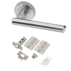 6 Sets Polsished Chrome T-Bar Door Handle on Rose with Hinges and Tubular Latch