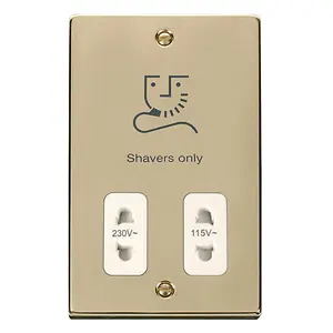 Polished Brass Shaver Socket 115v/230v - White Trim - SE Home