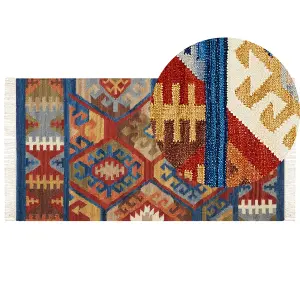 Wool Kilim Area Rug 80 x 150 cm Multicolour JRVESH