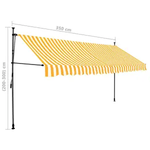 Berkfield Manual Retractable Awning with LED 350 cm White and Orange