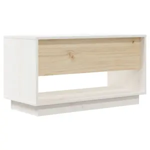 Berkfield TV Cabinet White 74x34x40 cm Solid Wood Pine