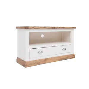 Tropea Off White 1 Drawer TV Cabinet Chrome Cup Handle