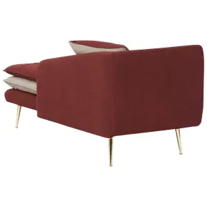 Left Hand Fabric Chaise Lounge Red GONESSE