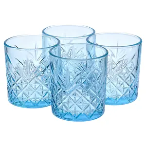 URBNLIVING 345ml 8 Pcs Whisky Scotch Vodka Tumbler Blue Glassware Sets