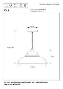 Lucide Isla Modern Pendant Light 29cm - 1xE14 - Cream