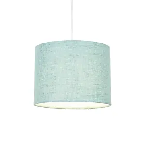 Modern Mint Linen Fabric Small 8 Drum Lamp Shade with Silver Satin Inner Lining