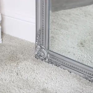 Melody Maison Tall Silver Ornate Bevelled Mirror 47cm x 142cm