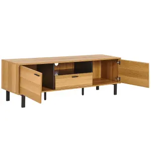 Beliani Traditional TV Stand Light Wood CLAREMONT